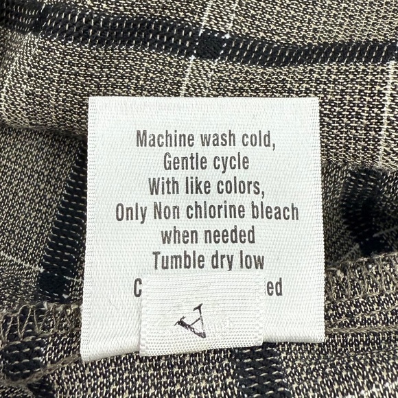 Norm Thompson Dress Women 1X Gray Black Plaid Short Sleeve Maxi Office Pockets - Picture 9 of 13